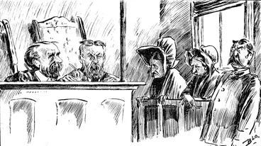 Image: I The same charitable gentlemen, as Magistrates, eit on the poor women who had the sweating contract, and whose necessities drove them  to steal a few articles of clothing. | (Observer, 11 July 1891)