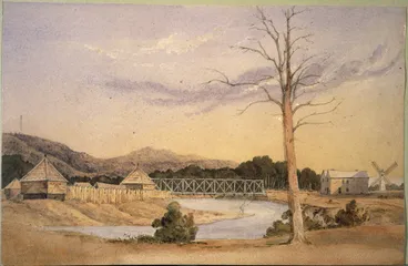 Image: [Smith, William Mein] 1799-1869 :[Fort Richmond and the Hutt Bridge] [ca 1850]