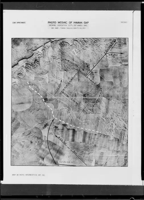 Map showing dispositions at Tebaga gap between 21 and 29 March 1943