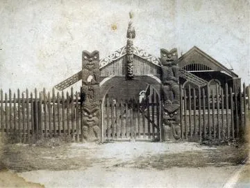 Waharoa (entranceway) at Papawai Marae : digital image