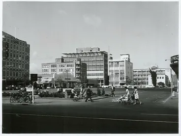 Image: Garden Place, Hamilton, with the new automatic Telephone Exchange Building in the centre of the picture.