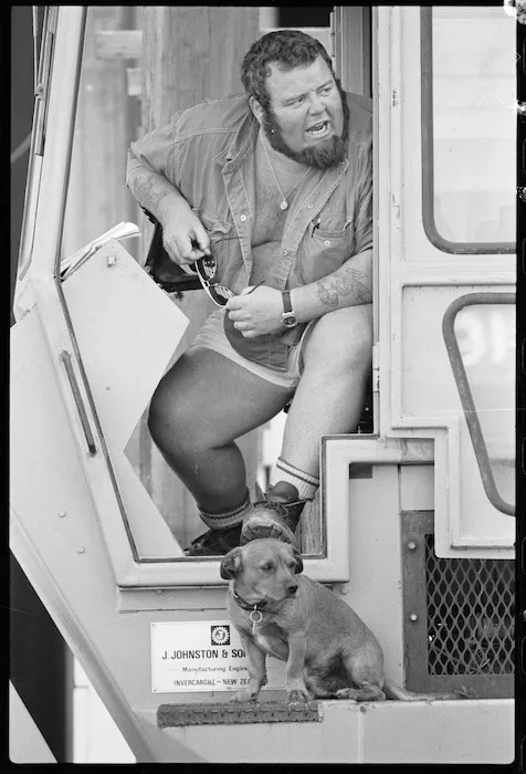 Corny Andrews and his dog Kinky - Photograph taken by Phil Reid