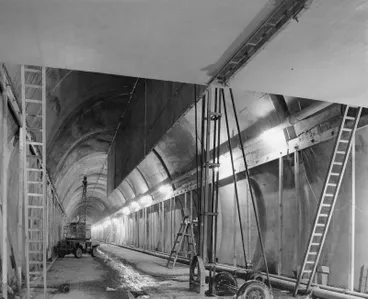Image: Fletcher Holdings Ltd - Thorn Products Ltd: 1963 Christchurch-Lyttelton Road Tunnel - Pre-stressed-tiled slab in place