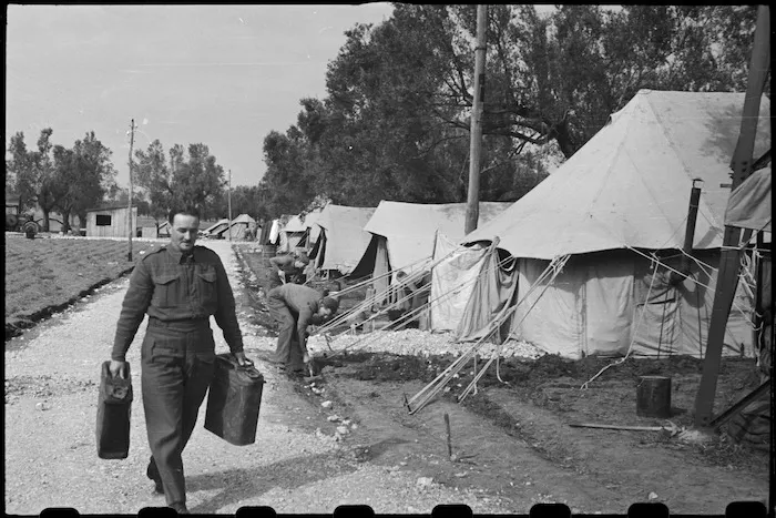General view of the NZ Reinforcement Transit Unit Camp near 5th Army Front, southern Italy, World War II - Photograph taken by George Bull