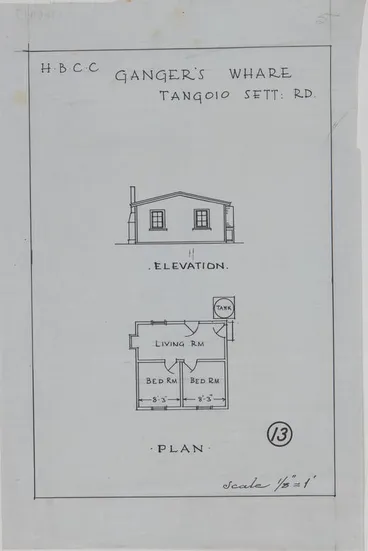 Plan, Ganger's whare, Tangoio Sett. Rd Image: Plan, Ganger's whare, Tangoio Sett. Rd