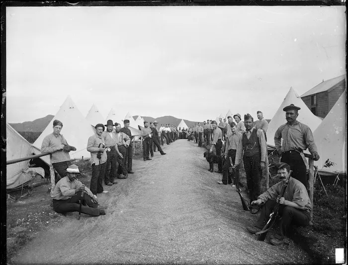 Soldiers in the Armed Constabulary redoubt at Kawhia