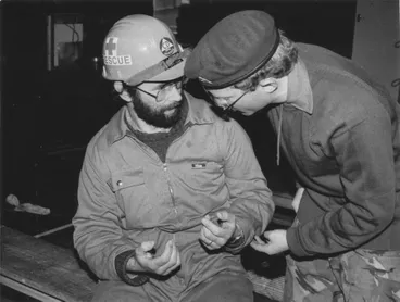 Image: Civil Defence simulated-earthquake exercise; with Army and Red Cross; C D officer David Etchells.