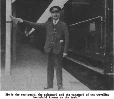 “He is the rear-guard, the safeguard and the vanguard of the travelling household known as the train.” Image: “He is the rear-guard, the safeguard and the vanguard of the travelling household known as the train.”