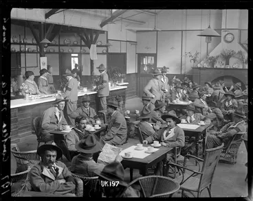 Image: Interior of the YMCA canteen at the Hornchurch convalescent camp, World War I