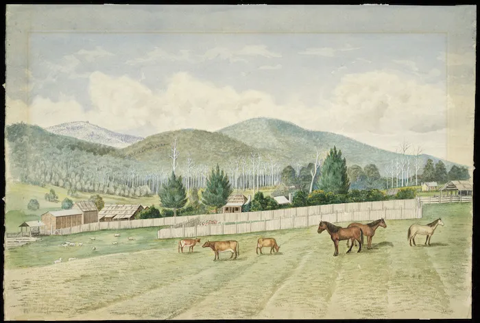 Artist unknown :[A settler's farm. 1800s]