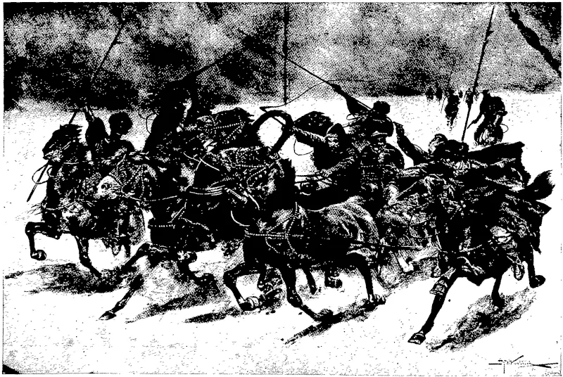 THE RUSSO-JAPANESE WAR: PAYING OFF OLD SCORES: MANCHURIAN BANDITS ATTACKING RUSSIAN OFFICIALS. —Illustrated London News. (Otago Witness, 04 May 1904)