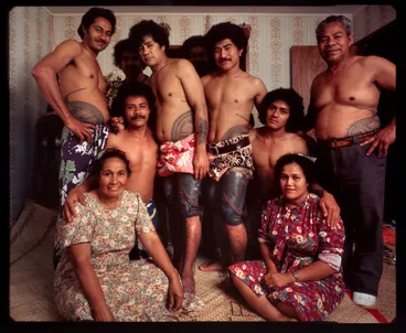 Image: 3.4.1982. Farwood Drive, Henderson, west Auckland. The finish of both tattoos. Tufuga tatatau: Su'a Tavui Pasina Iosefo Ah Ken