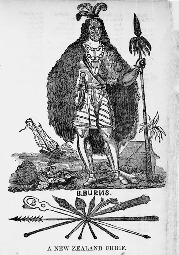 Image: Artist unknown :B. Burns. A New Zealand chief. [London, R. & D. Read, 1844]