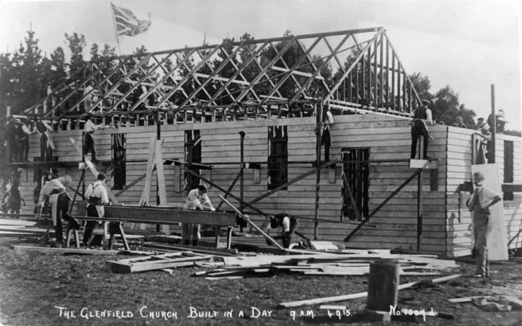 Glenfield Church built in a day, 1915
