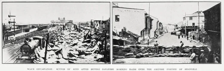 War's devastation: scenes of ruin after severe Japanese bombing raids over the Chinese portion of Shanghai