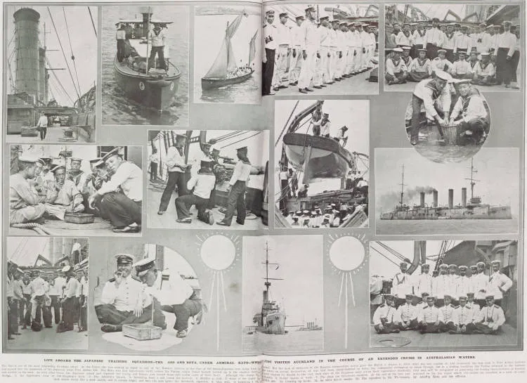 Life aboard the Japanese training squadron - the Aso and Soya, under Admiral Kato - which just visited Auckland in the course of an extended cruise in Australasian waters