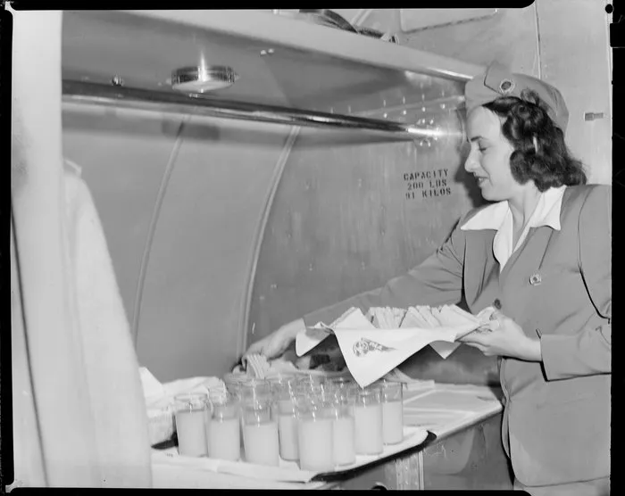 Eliaine Kuss (Air hostess) on board Pan American World Airways (PAWA) probably Clipper Red Rover