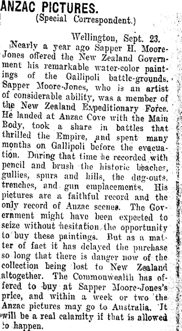 Image: ANZAC PICTURES. (Taranaki Daily News 25-9-1918)