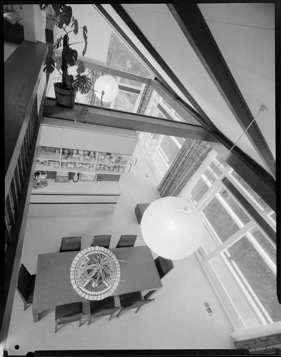 Dining room of Wong house, from upstairs