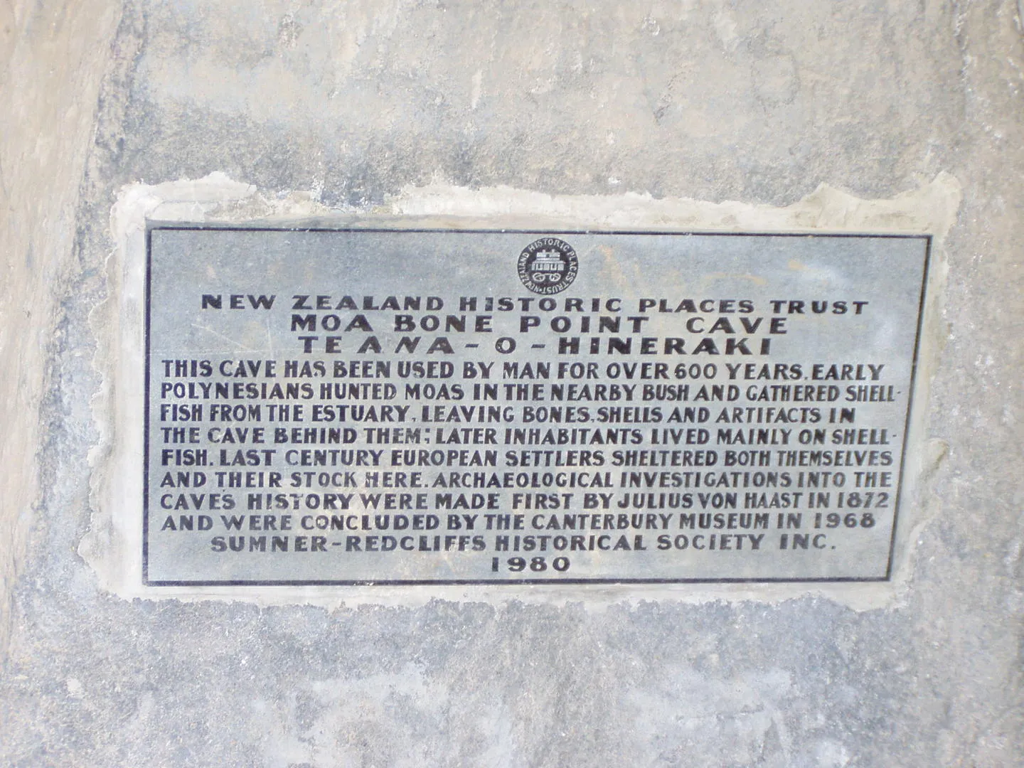 Moa Bone Point Cave Information, Redcliffs