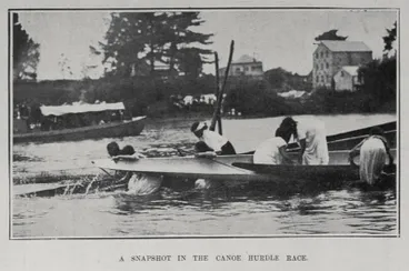 Image: A SNAPSHOT IN THE CANOE HURDLE RACE