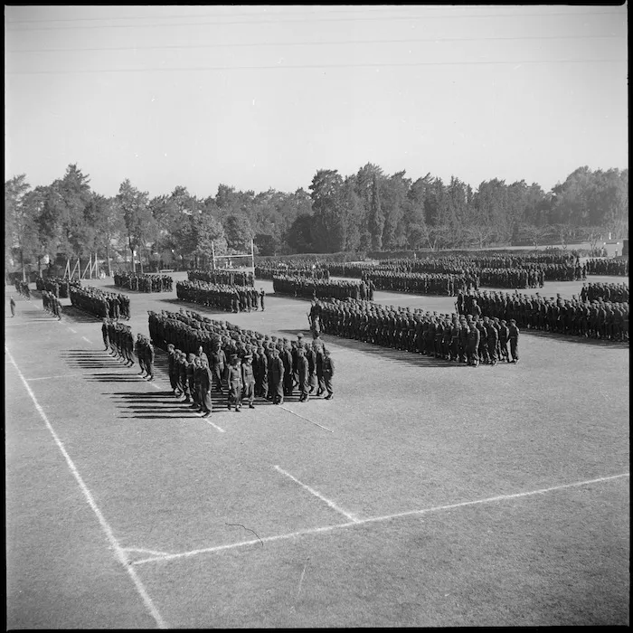 General view of parade of 11th Reinforcements at Maadi Sports Ground, Egypt - Photograph taken by Sapper A W Trethewey