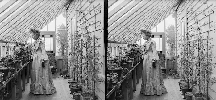 Lydia Williams in the conservatory of her house in Royal Terrace, Kew, Dunedin