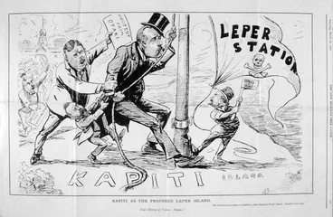 Image: Blomfield, John Collis 1878-1942 :Kapiti as the proposed leper island - [Wellington] ; N.Z. free lance, 1907