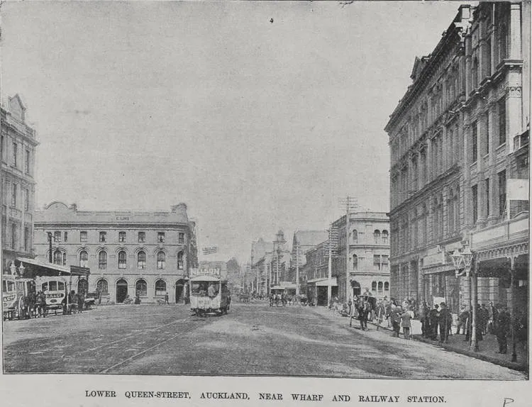 Lower Queen Street Auckland near the wharf and Railway station