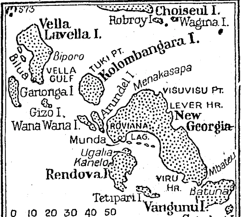 far as is known, there are no airstrips on Vella Lavella, but its occupation as well as placing the Allies north of Kulambangra brings our forces 45 miles nearer to the Japanese bases in the northern Solomons. (Evening Post, 18 August 1943)