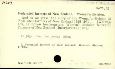 Image: And so we grew; the story of the Women's division of Federated farmers of New Zealand 1925-1950