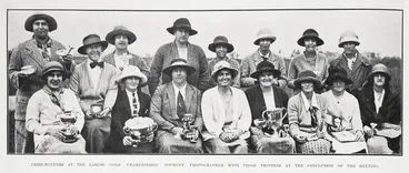 Image: Prize-winners at the Ladies Golf Championship tourney with their trophies at the conclusion of the meeting