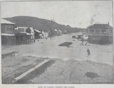 Image: View of Paeroa during the flood