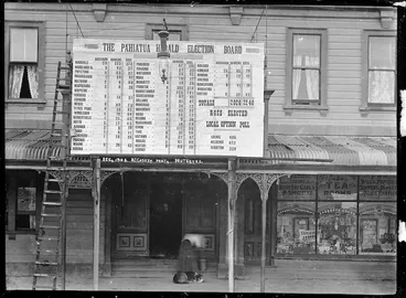 Image: Pahiatua Herald general election results board