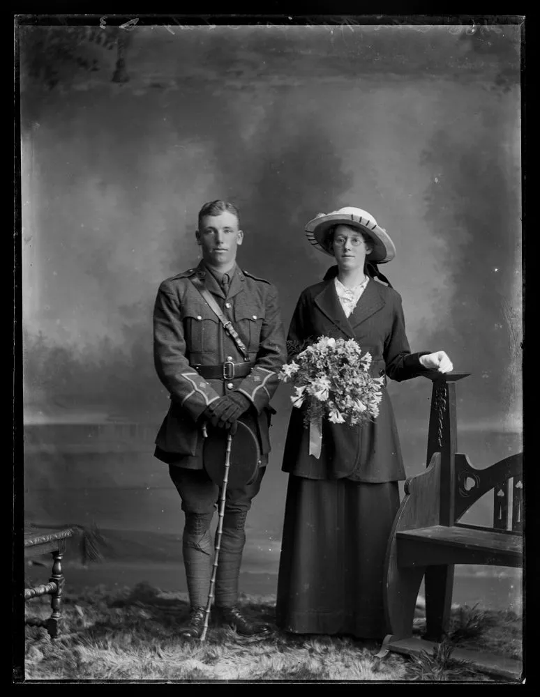 Wedding portrait of Edmund Colin Nigel Robinson and Mary Read