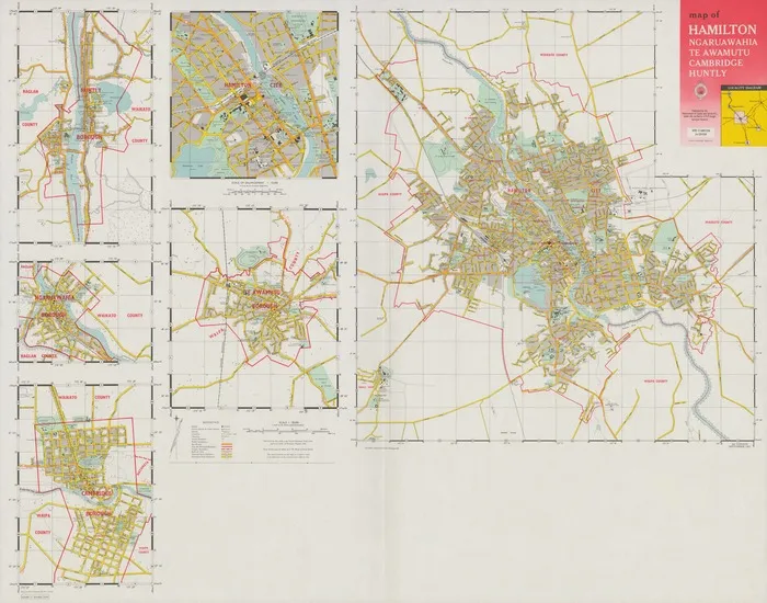 Map of Hamilton, Ngaruawahia, Te Awamutu, Cambridge, Huntly
