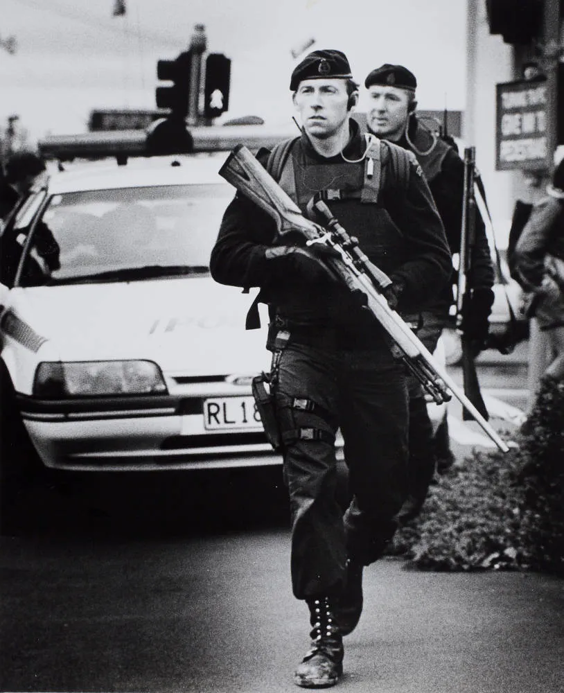 Armed police, Papakura, 1993.
