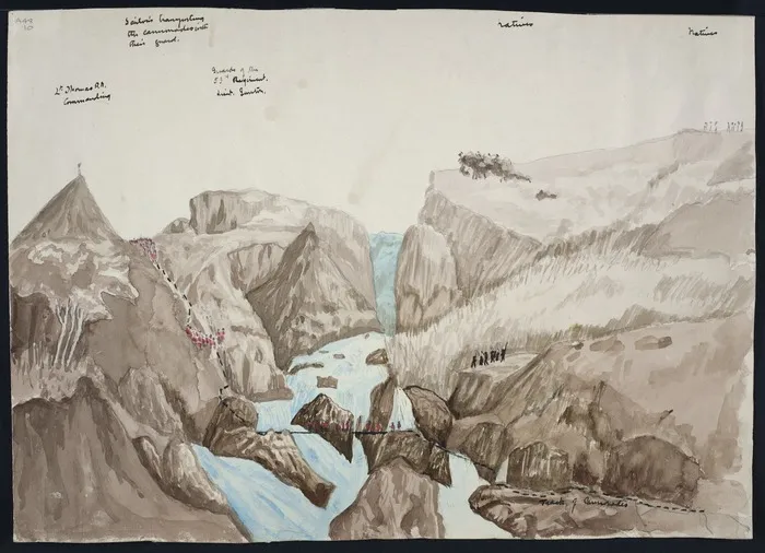 Woore, Thomas, 1804-1878: [The transport of cannonades near Waimate pa, 1834]. 1932