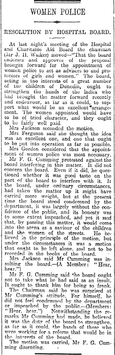 Image: WOMEN POLICE (Otago Daily Times 15-12-1916)