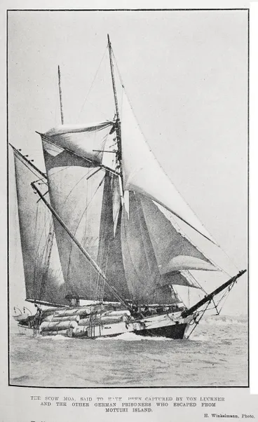 Image: The scow Moa, said to have been captured by von Luckner and the other German prisoners who escaped from Motuihi Island