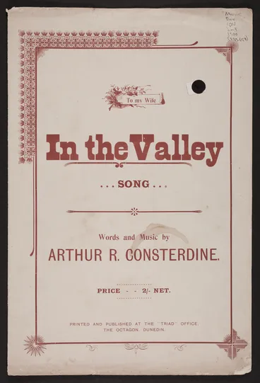 Image: In the valley : song / words and music by Arthur R. Consterdine.