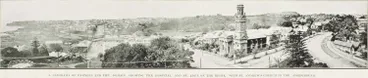 Image: A panorama of Parnell and the Domain, showing the Hospital and Mt Eden on the right, with St Andrew's church in the foreground