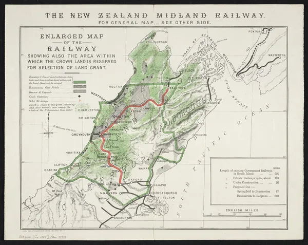 The New Zealand Midland Railway. Enlarged map
