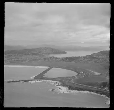 Image: The suburb of Rongotai with reclamation work into Lyall Bay and Rongotai Airport, with Evans Bay and Mount Victoria beyond, Wellington City