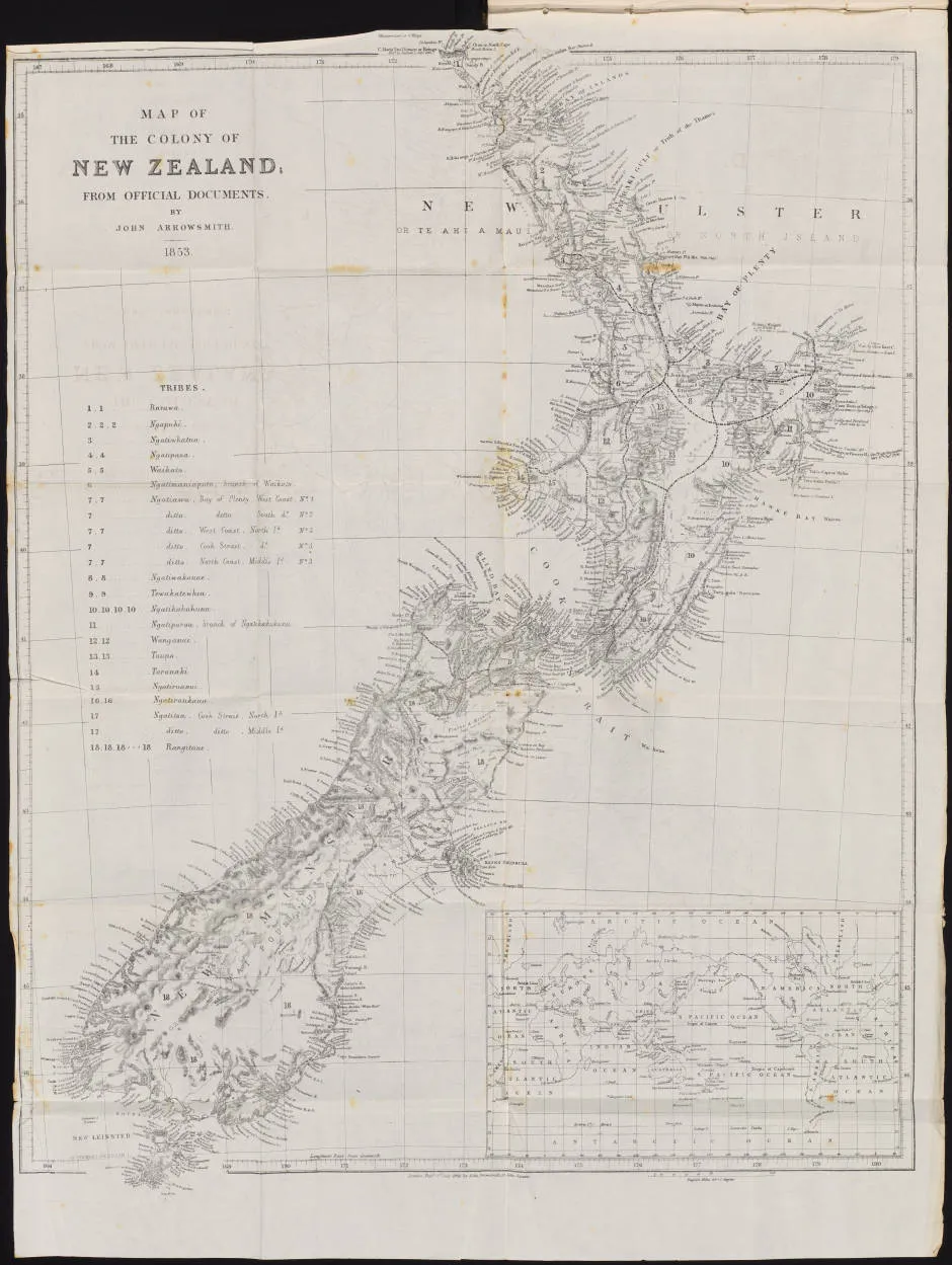 Map of the Colony of New Zealand from official documents, by John Arrowsmith