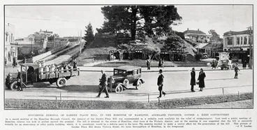 Image: Suggested removal of garden place hill, in the borough of Hamilton, Auckland province, causes a keen controversy