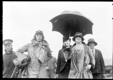 Image: Arrival of the Southern Cross at Wellington, possibly Trentham. Radio operator T H McWilliams