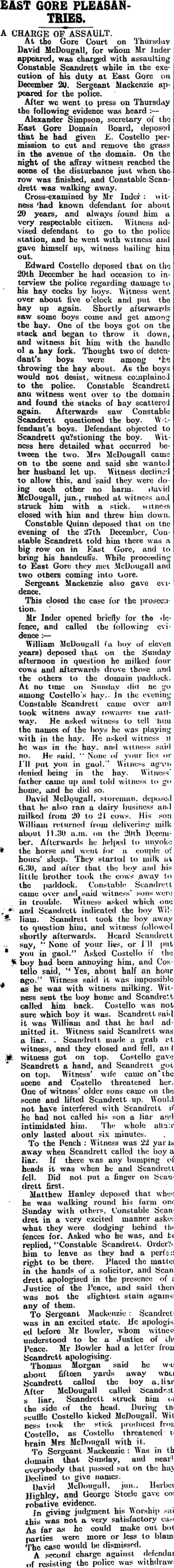 Image: EAST GORE PLEASANTRIES. (Mataura Ensign 23-1-1904)