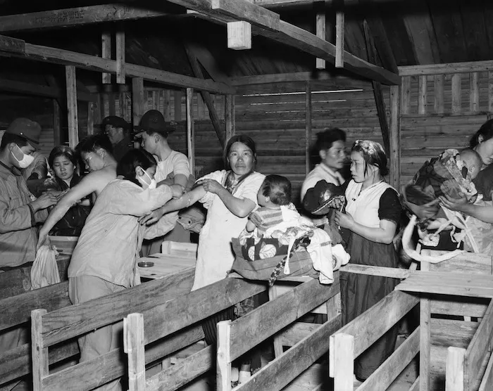 Korean repatriates being innoculated against typhoid fever