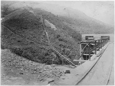 Image: Water race and tram terminus, Waiorongomai public gold battery